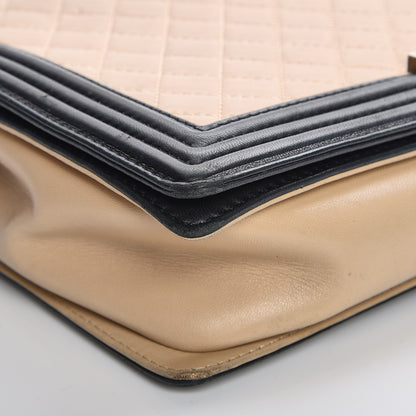 Chanel Lambskin Quilted Large Boy Flap Beige Black 15 of 20