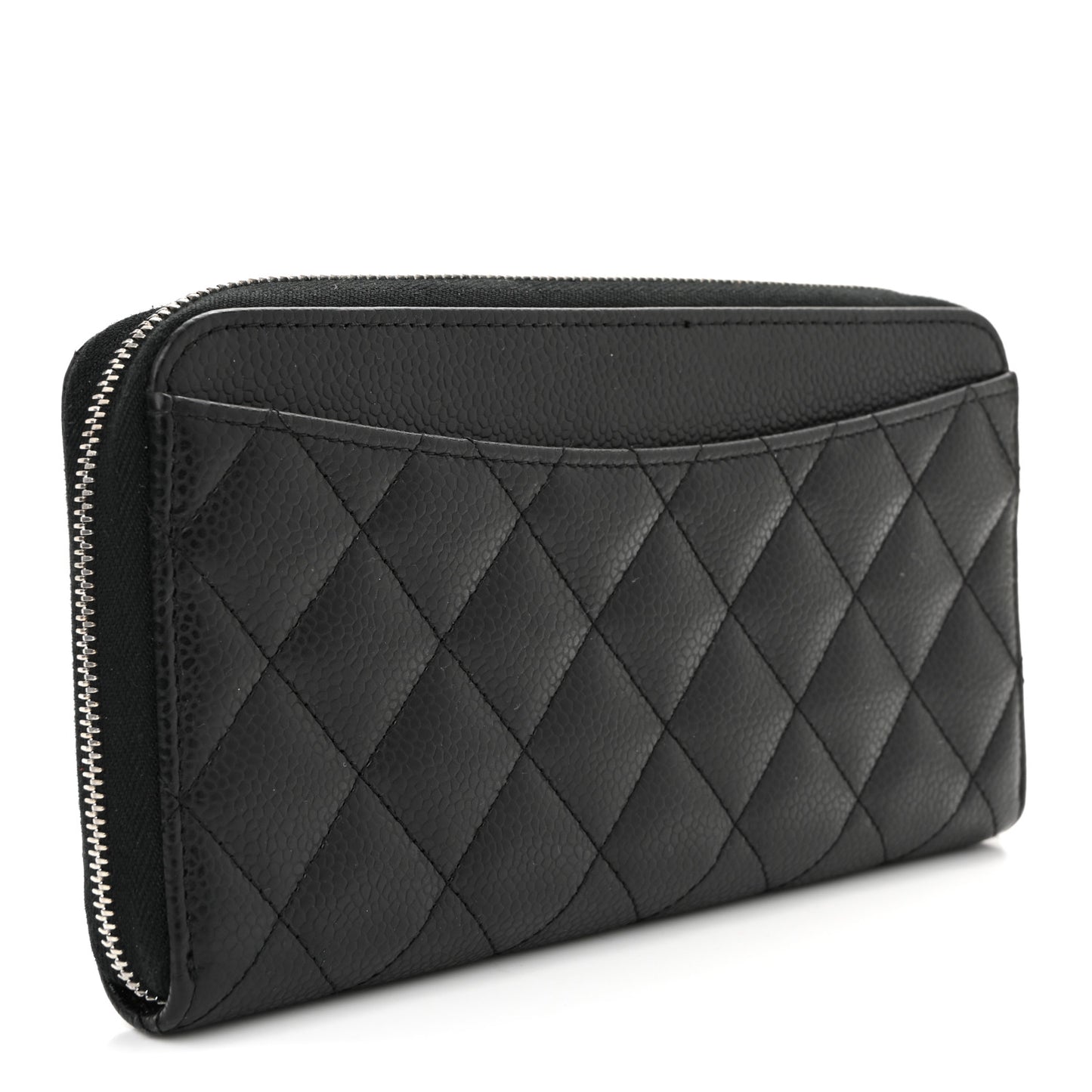Caviar Quilted Large Gusset Zip Around Wallet Black