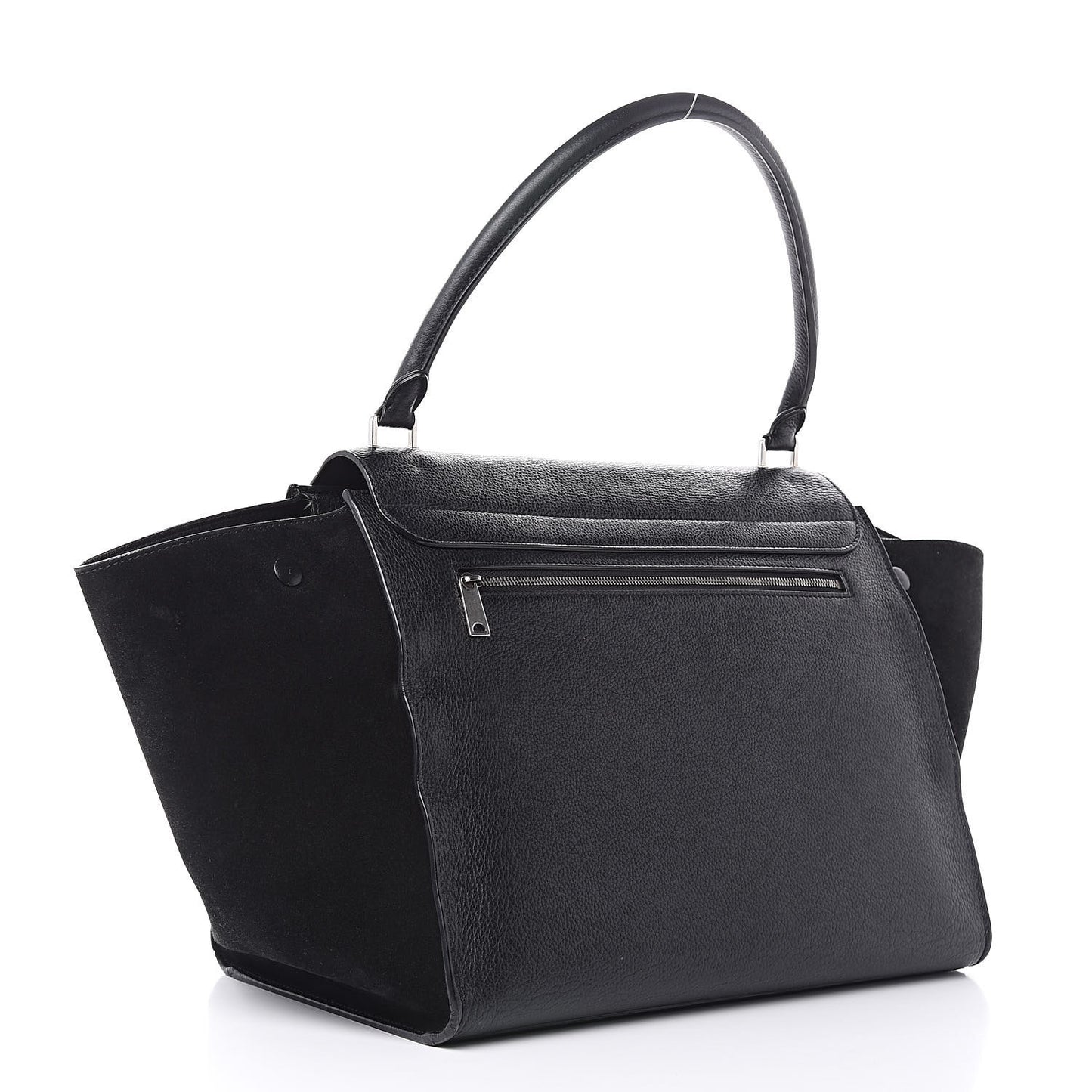Drummed Calfskin Suede Large Trapeze Black