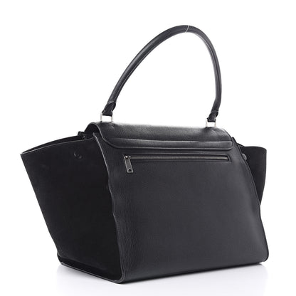 Celine Drummed Calfskin Suede Large Trapeze Black 3 of 16