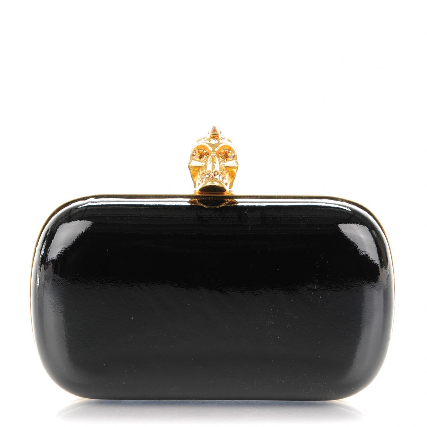 Patent Crystal Skull Box Clutch Black
