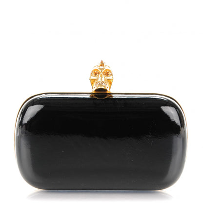 Alexander McQueen Patent Crystal Skull Box Clutch Black 1 of 7
