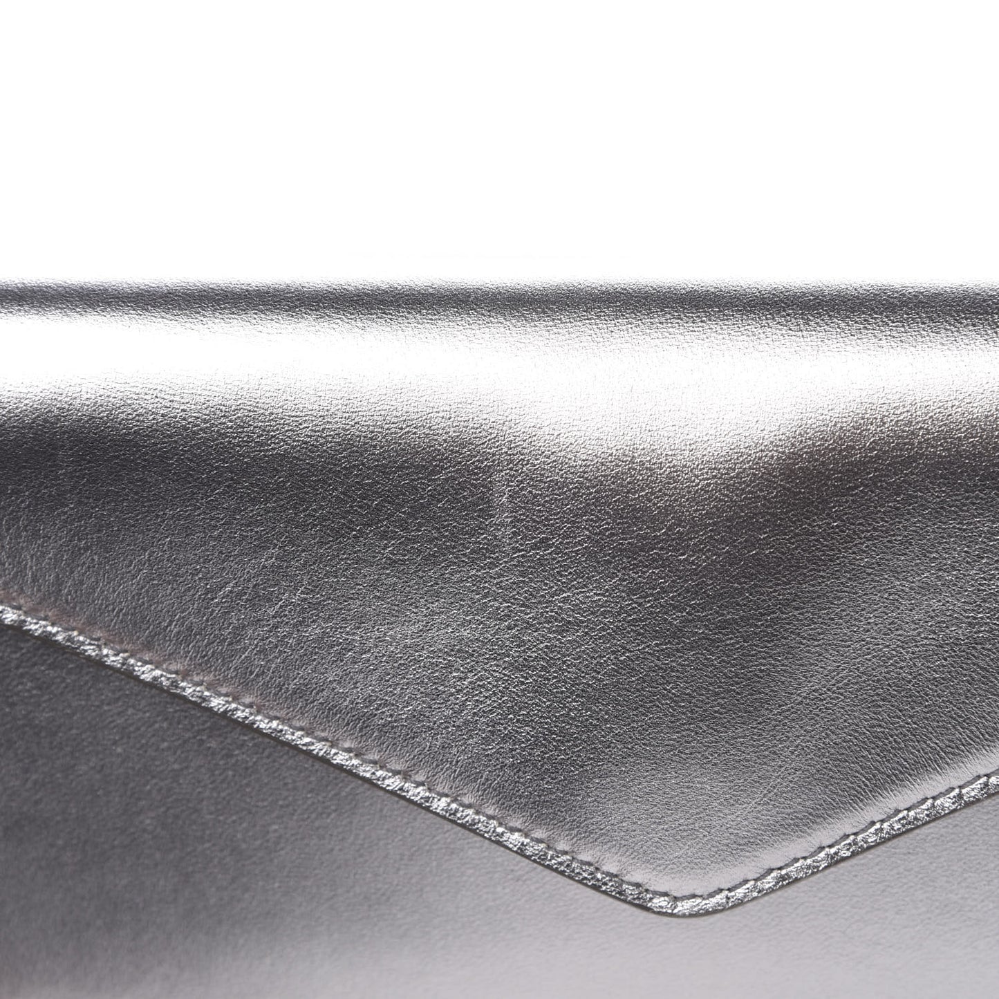 Metallic Calfskin Y-Mail Clutch Silver