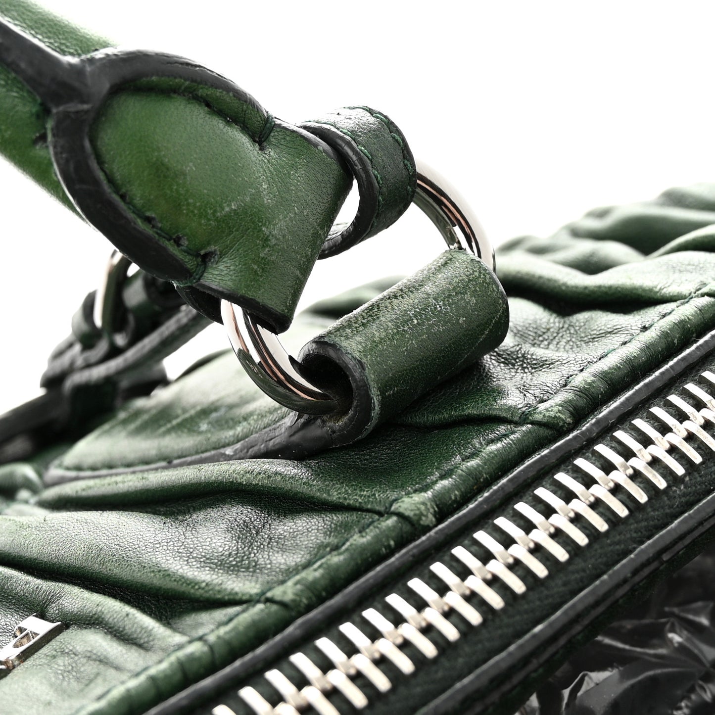 Nappa Gaufre Double Zip Tote Green