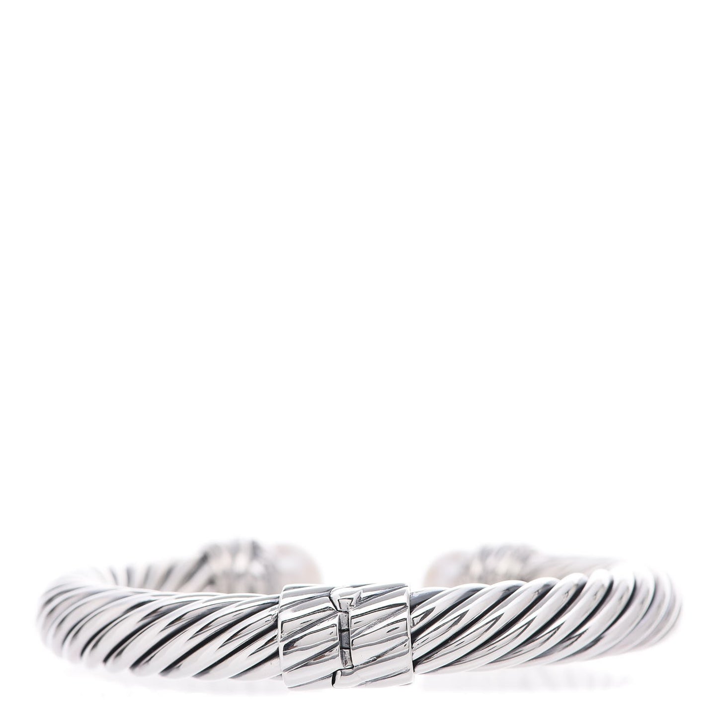 Sterling Silver Diamond Pearl 10mm Crossover Hinge Bracelet