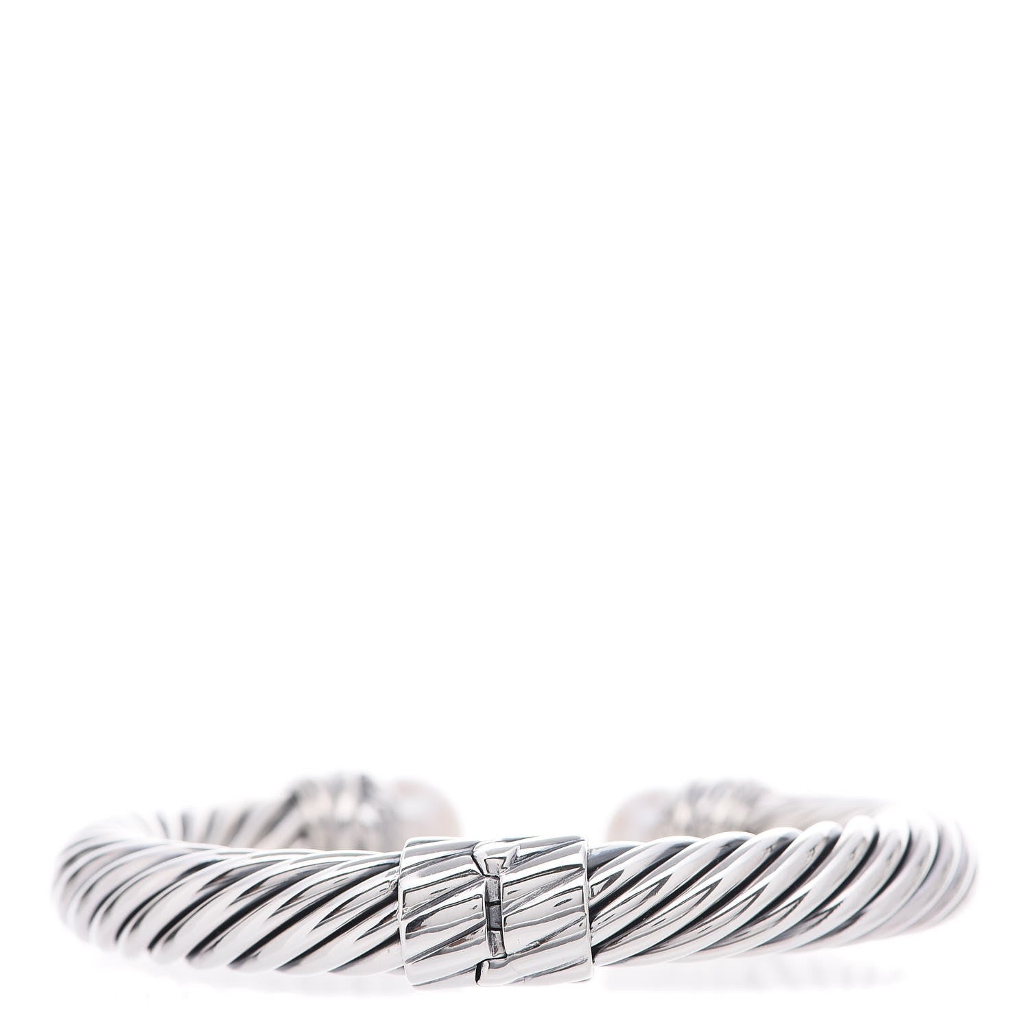David Yurman Sterling Silver Diamond Pearl 10mm Crossover Hinge Bracelet 4 of 6