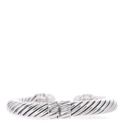 David Yurman Sterling Silver Diamond Pearl 10mm Crossover Hinge Bracelet 4 of 6