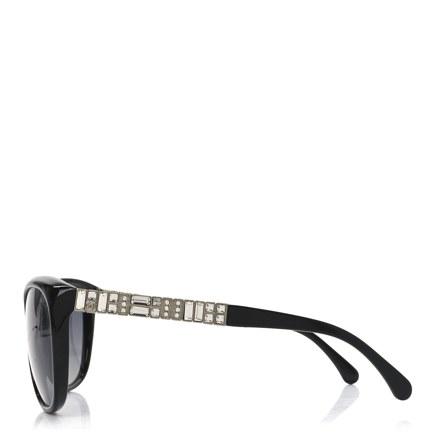 Chanel Crystal Baguette Polarized Cat Eye Sunglasses 5309-B Black 3 of 7