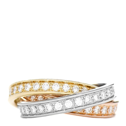 Cartier 18K White Yellow Pink Gold Diamond Trinity Ring 48 4.5 1 of 4