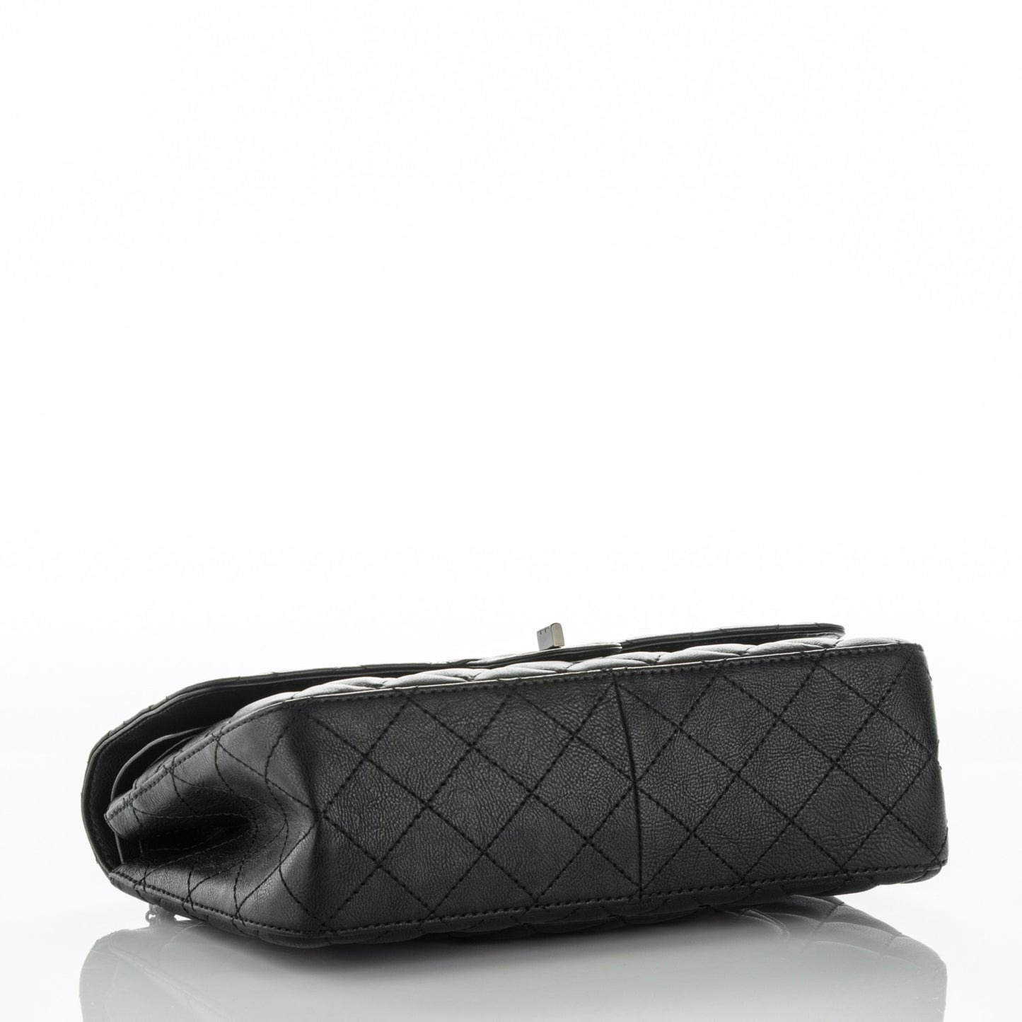 Crumpled Calfskin Quilted 2.55 Reissue 226 Double Flap So Black