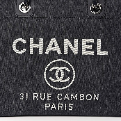 Chanel Denim Small Deauville Tote Dark Blue 11 of 11