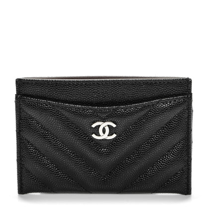 Chanel Caviar Chevron Quilted Card Holder Black 1 of 8