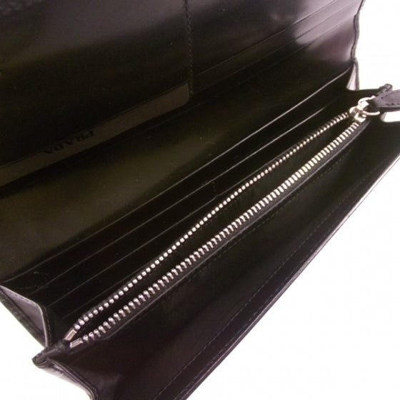 Calfskin Long Wallet Clutch Black