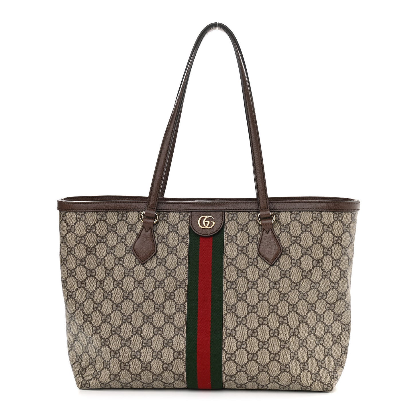 GG Supreme Monogram Medium Ophidia Shopping Tote Brown