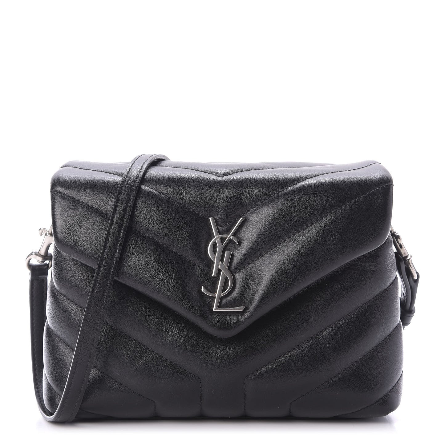 Calfskin Y Quilted Monogram Toy Loulou Crossbody Bag Black