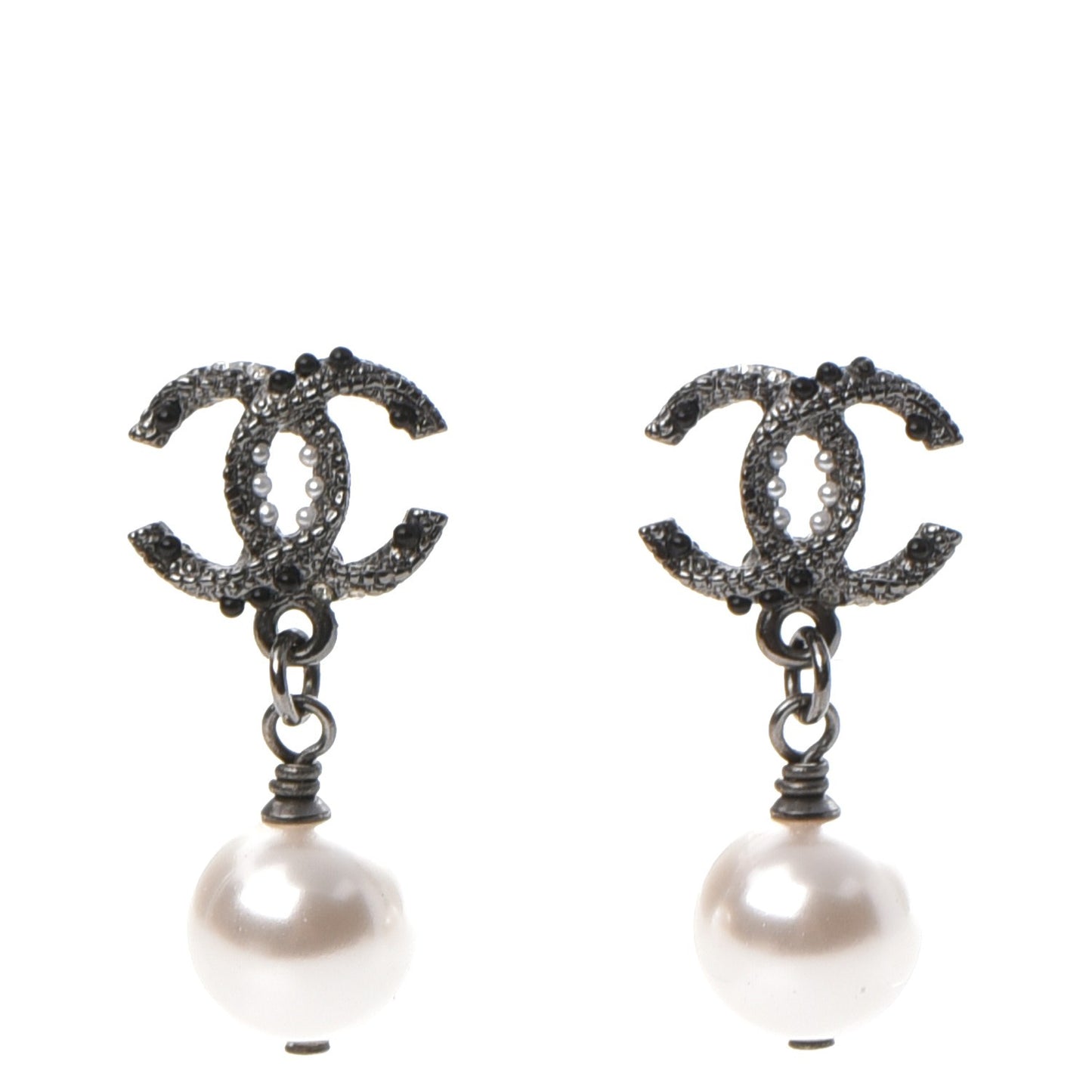 Ruthenium CC Pearl Drop Earrings