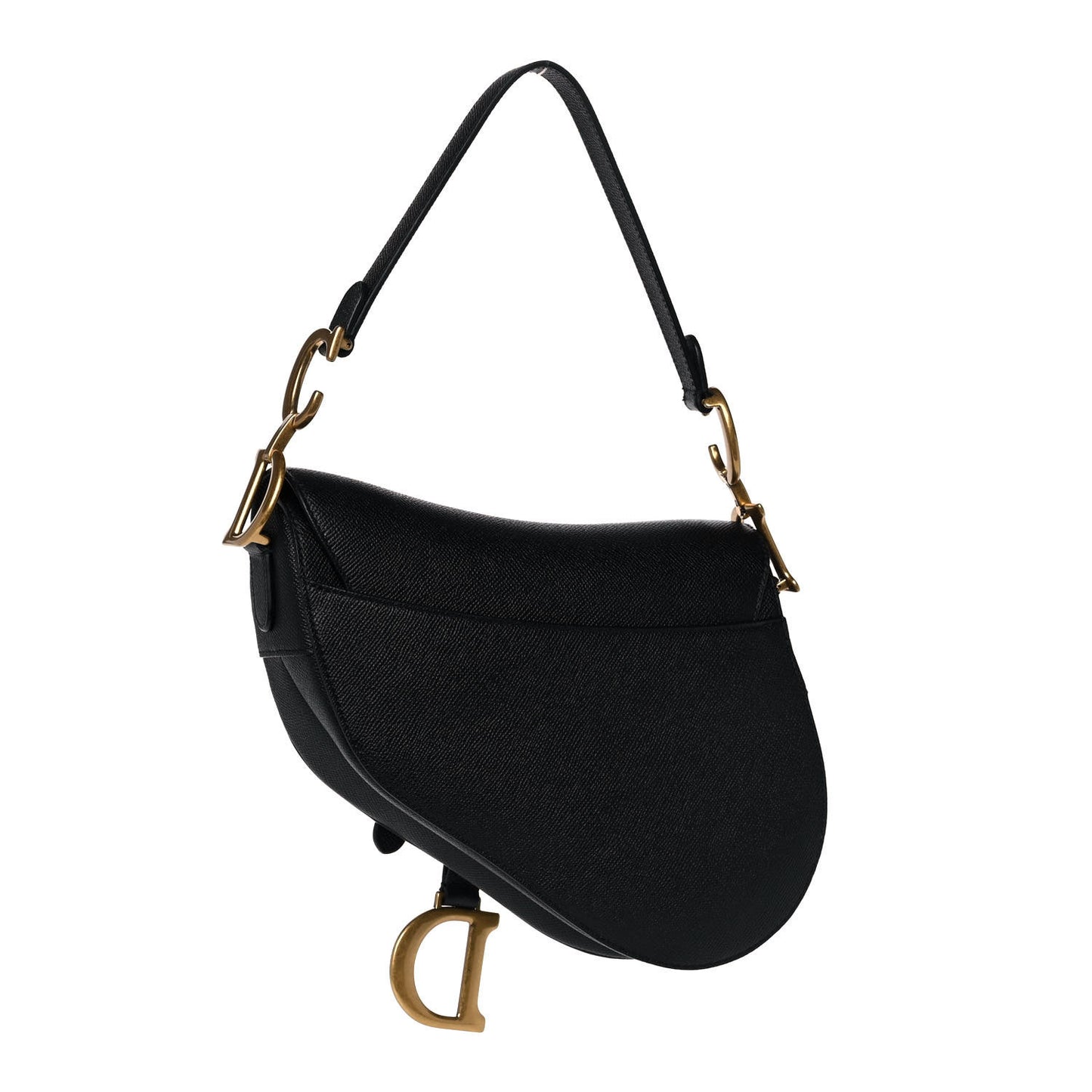 Grained Calfskin Saddle Bag Black