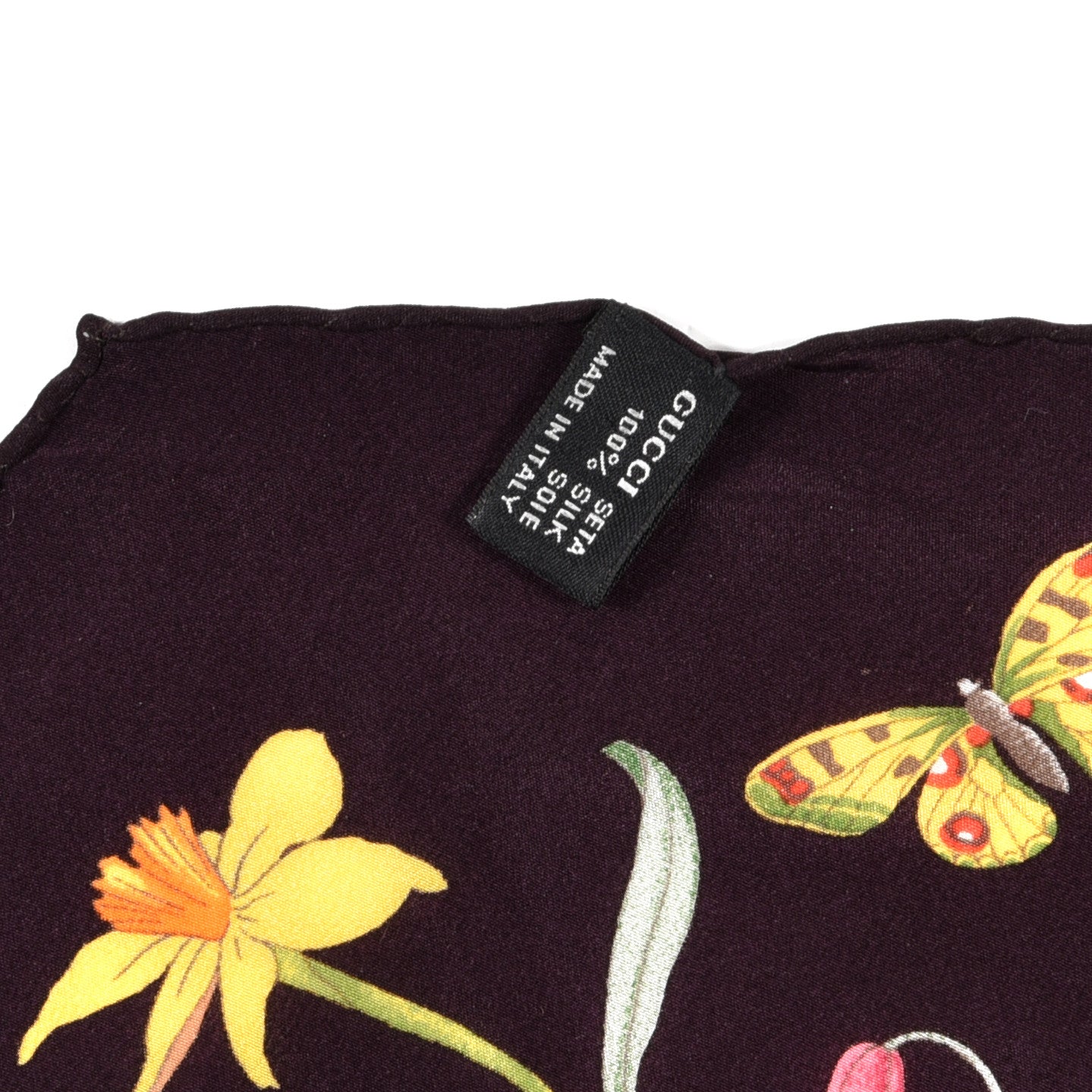 Silk Floral Triangle Scarf Black Multicolor