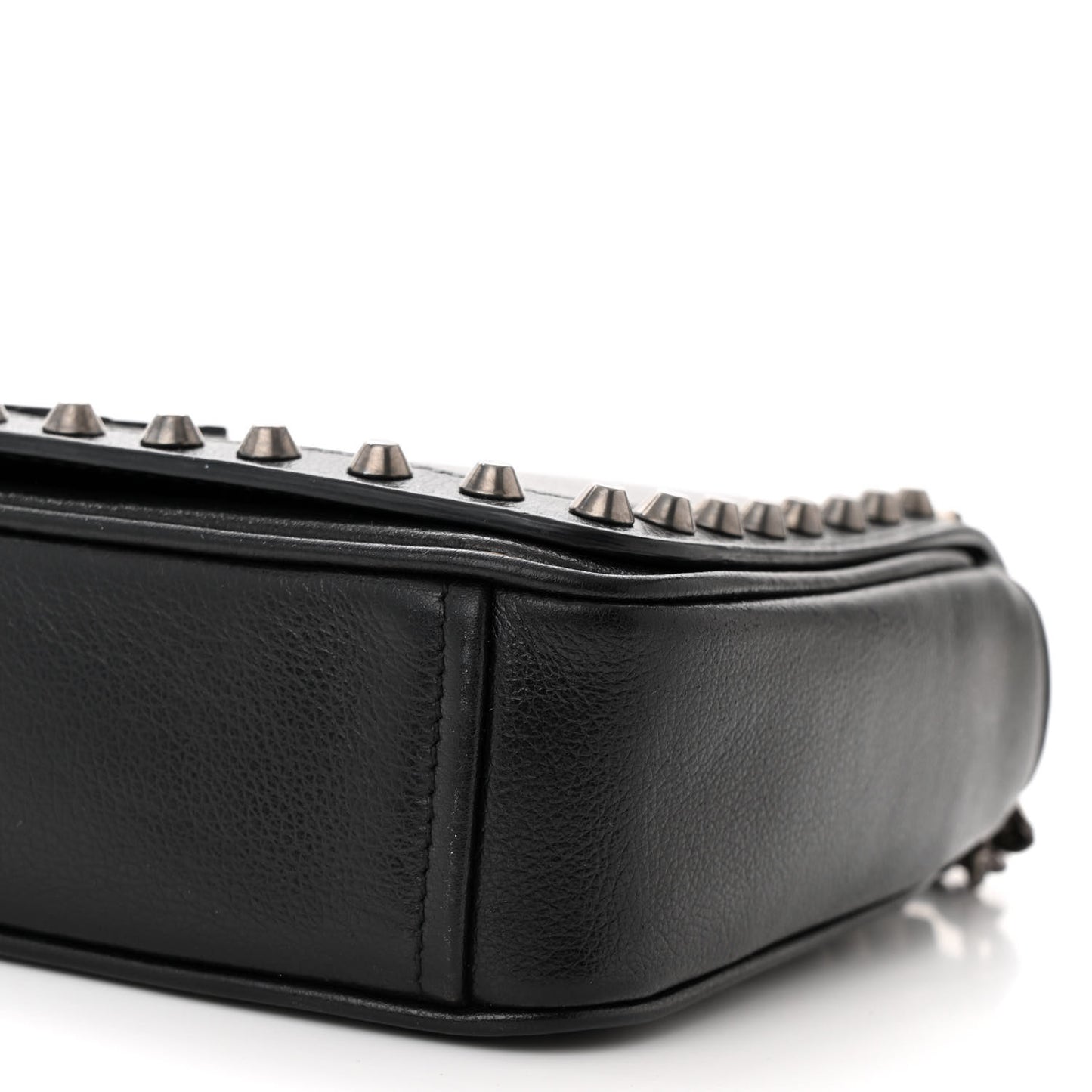 Glace Calfskin Studded Crossbody Black Black