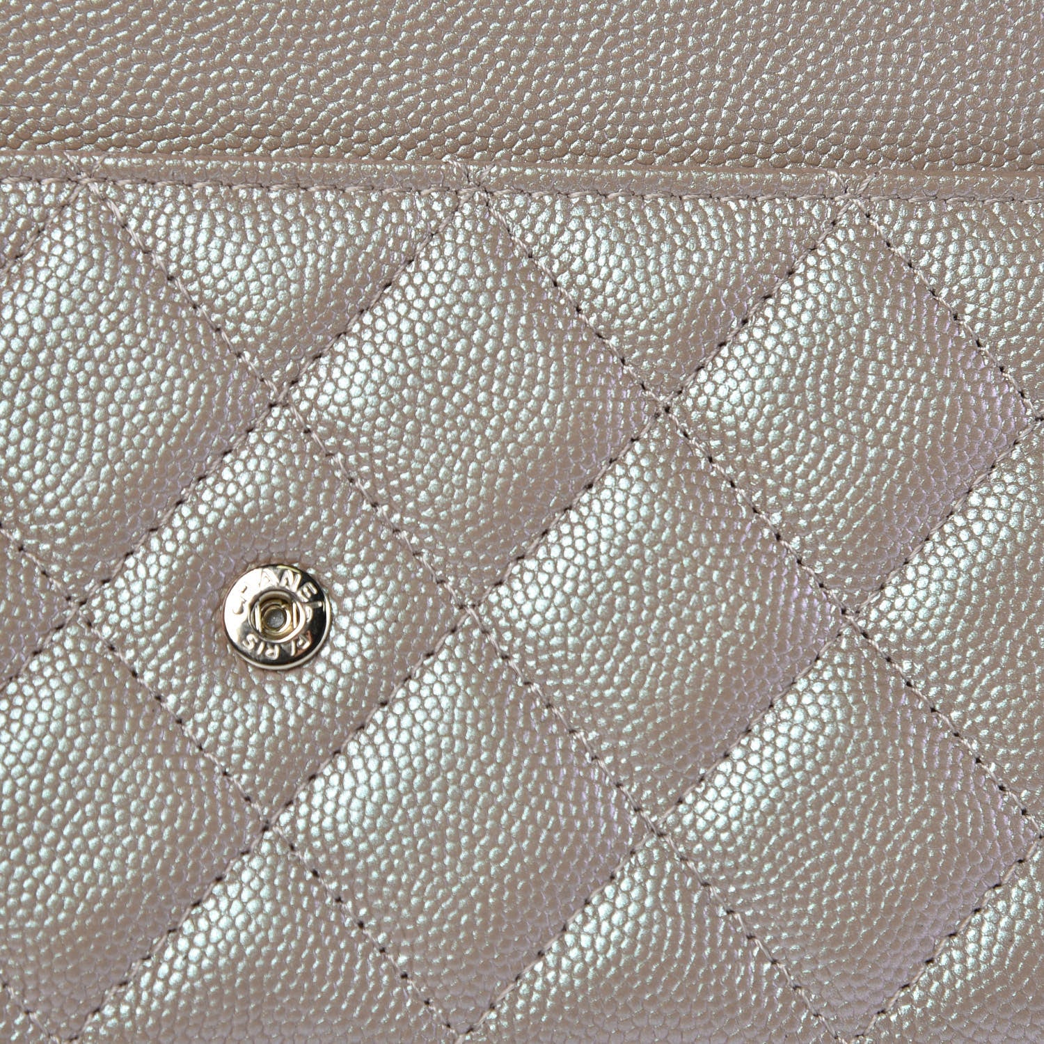 Chanel Iridescent Caviar Quilted Wallet On Chain WOC Beige 9 of 10