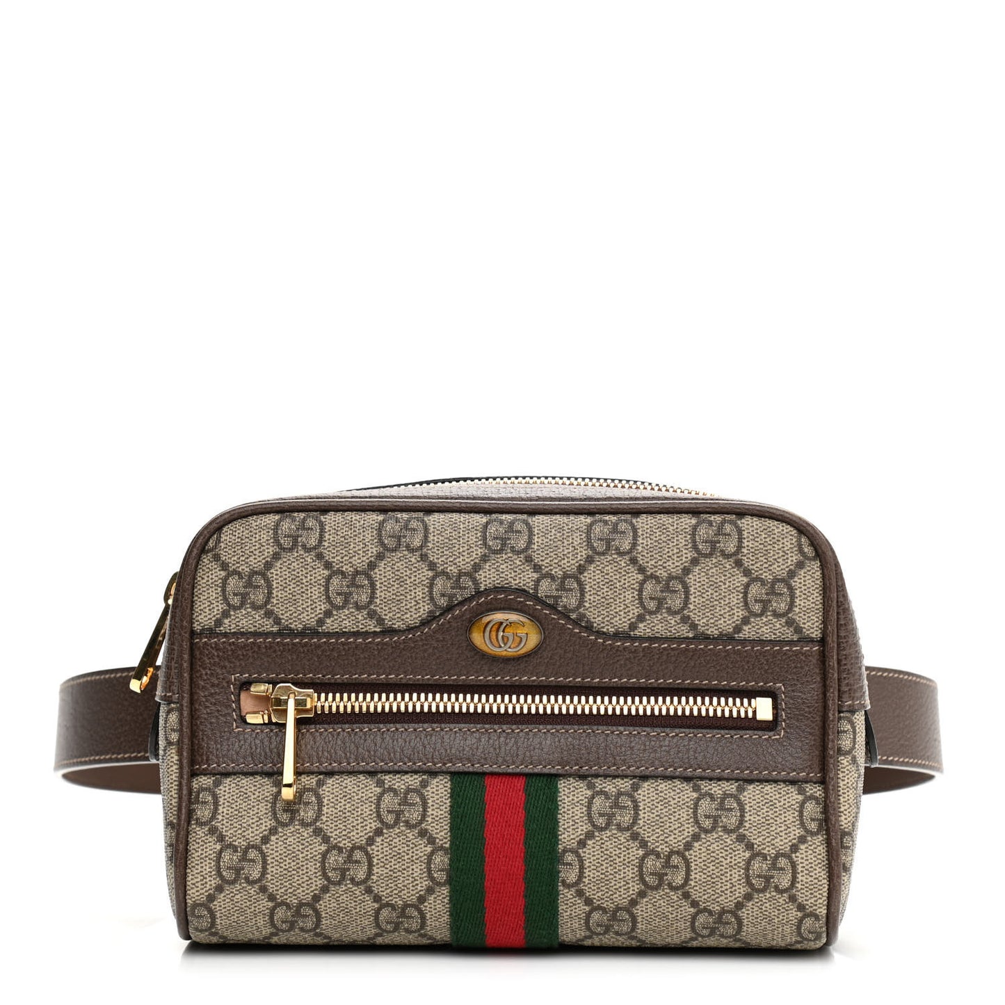 GG Supreme Monogram Web Small Ophidia Belt Bag 85 34 Dark Brown