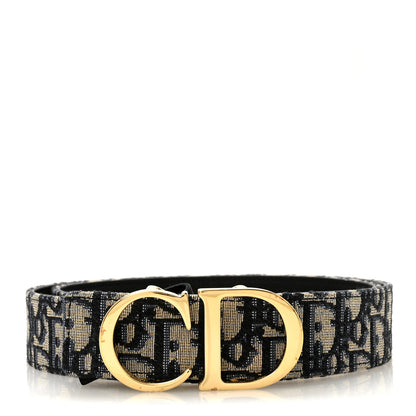 Christian Dior Oblique 30 Montaigne 35mm Belt 90 36 Blue 1 of 7