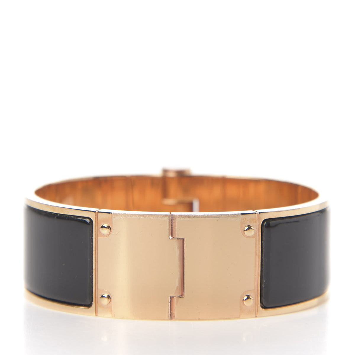 Enamel Charniere Uni Wide Hinged Bracelet M Black