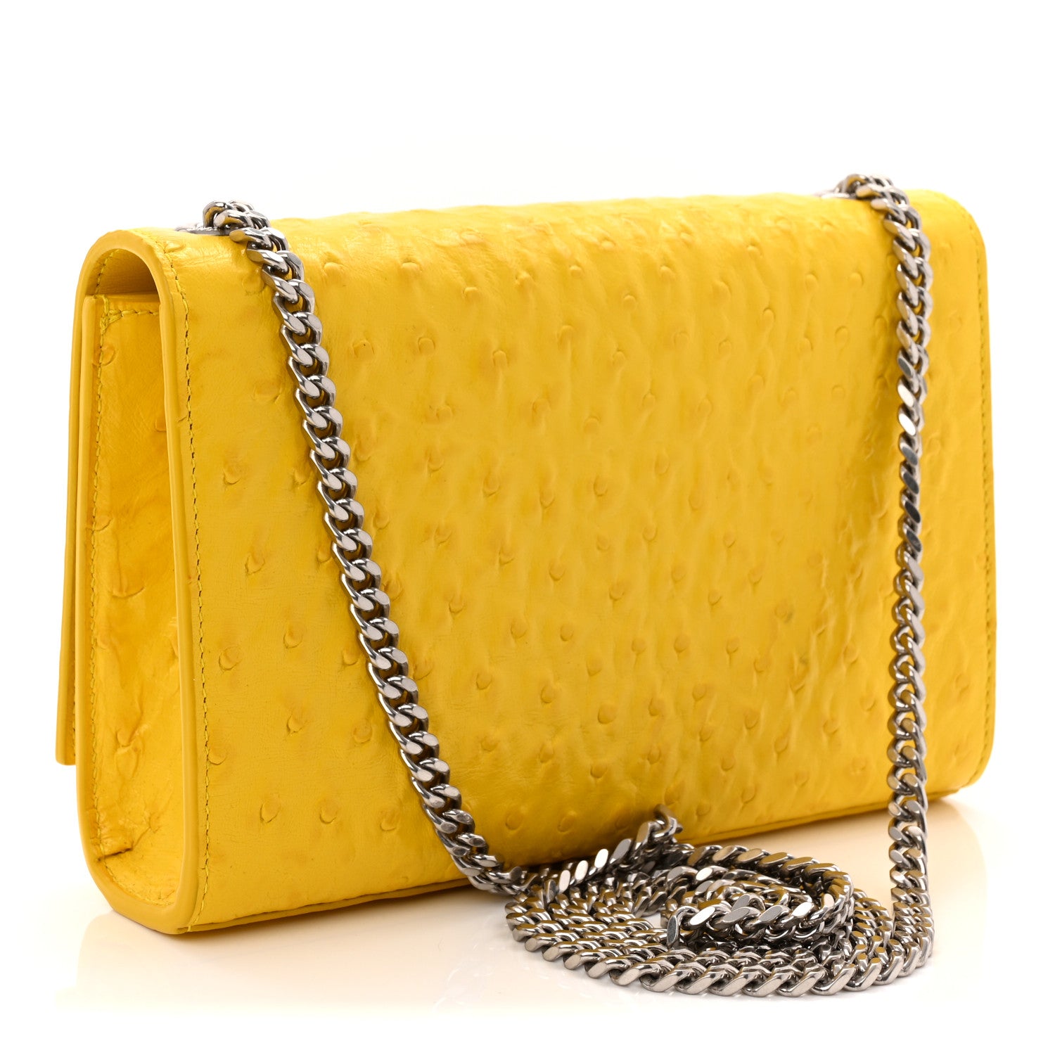 Saint Laurent Ostrich Calfskin Embossed Small Monogram Kate Satchel Mimosa 3 of 11