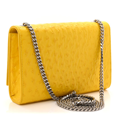 Saint Laurent Ostrich Calfskin Embossed Small Monogram Kate Satchel Mimosa 3 of 11