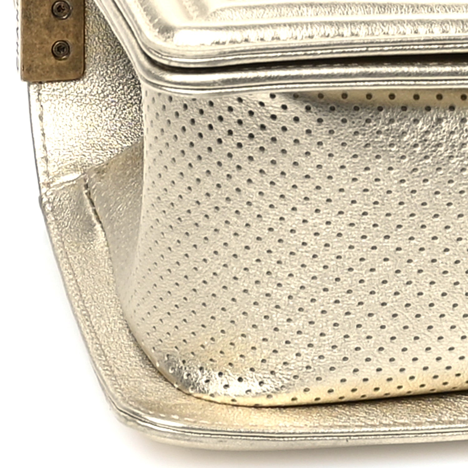 Chanel Metallic Perforated Lambskin Quilted Medium Boy Flap Gold 9 of 11