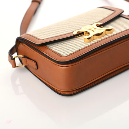 Celine Textile Calfskin Classique Triomphe Bag Natural Tan 5 of 8