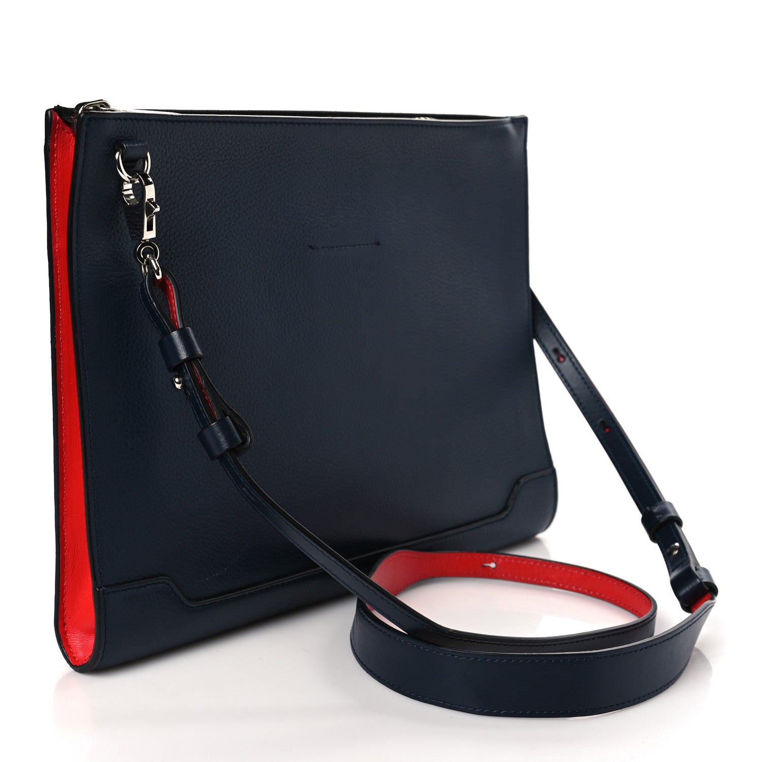 Christian Louboutin Calfskin Studded Skypouch Crossbody Clutch Marine 2 of 7