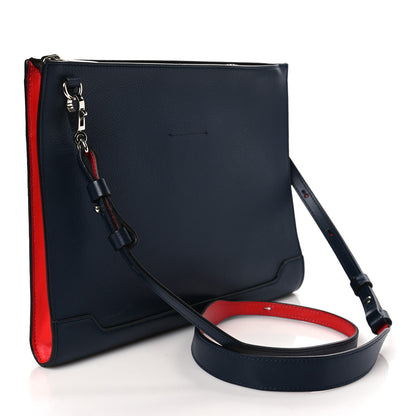 Christian Louboutin Calfskin Studded Skypouch Crossbody Clutch Marine 2 of 7