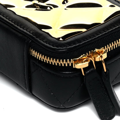 Chanel Lambskin Quilted Mini Golden Plate Clutch With Chain Black 9 of 9