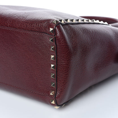 Valentino Garavani Textured Calfskin Rockstud Double Handle Tote Wine 11 of 12