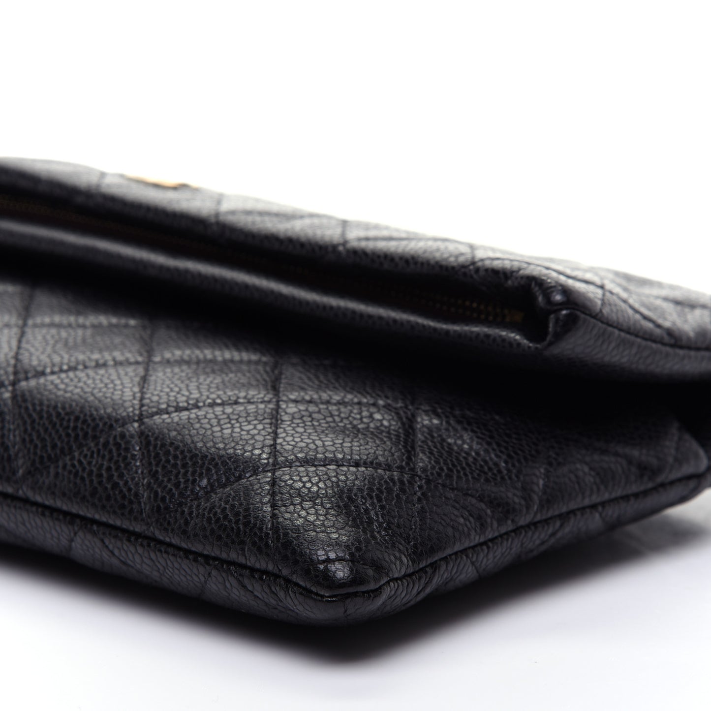 Caviar Quilted CC Beauty Clutch Black
