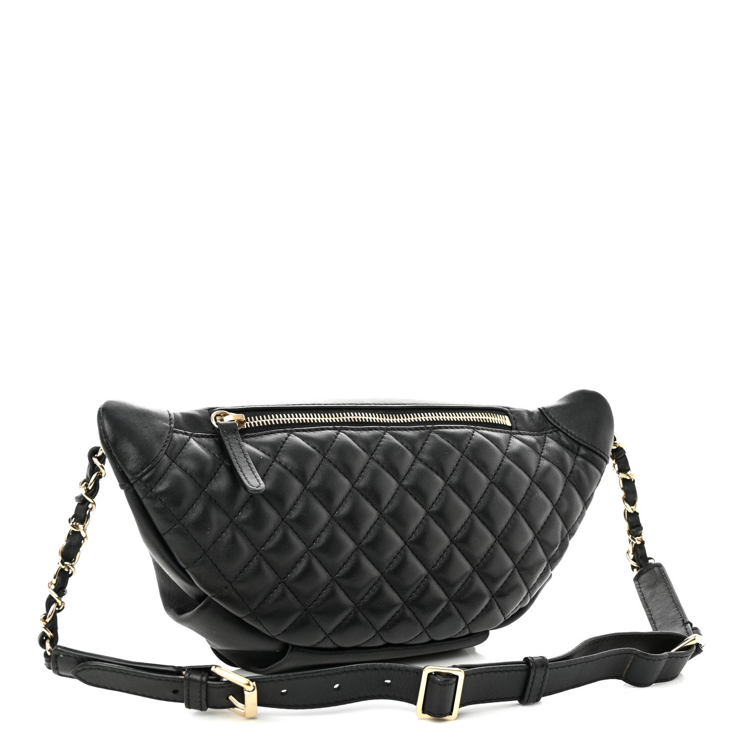 Chanel Lambskin Quilted Waist Bag Fanny Pack Black 3 of 12