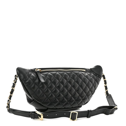 Chanel Lambskin Quilted Waist Bag Fanny Pack Black 3 of 12