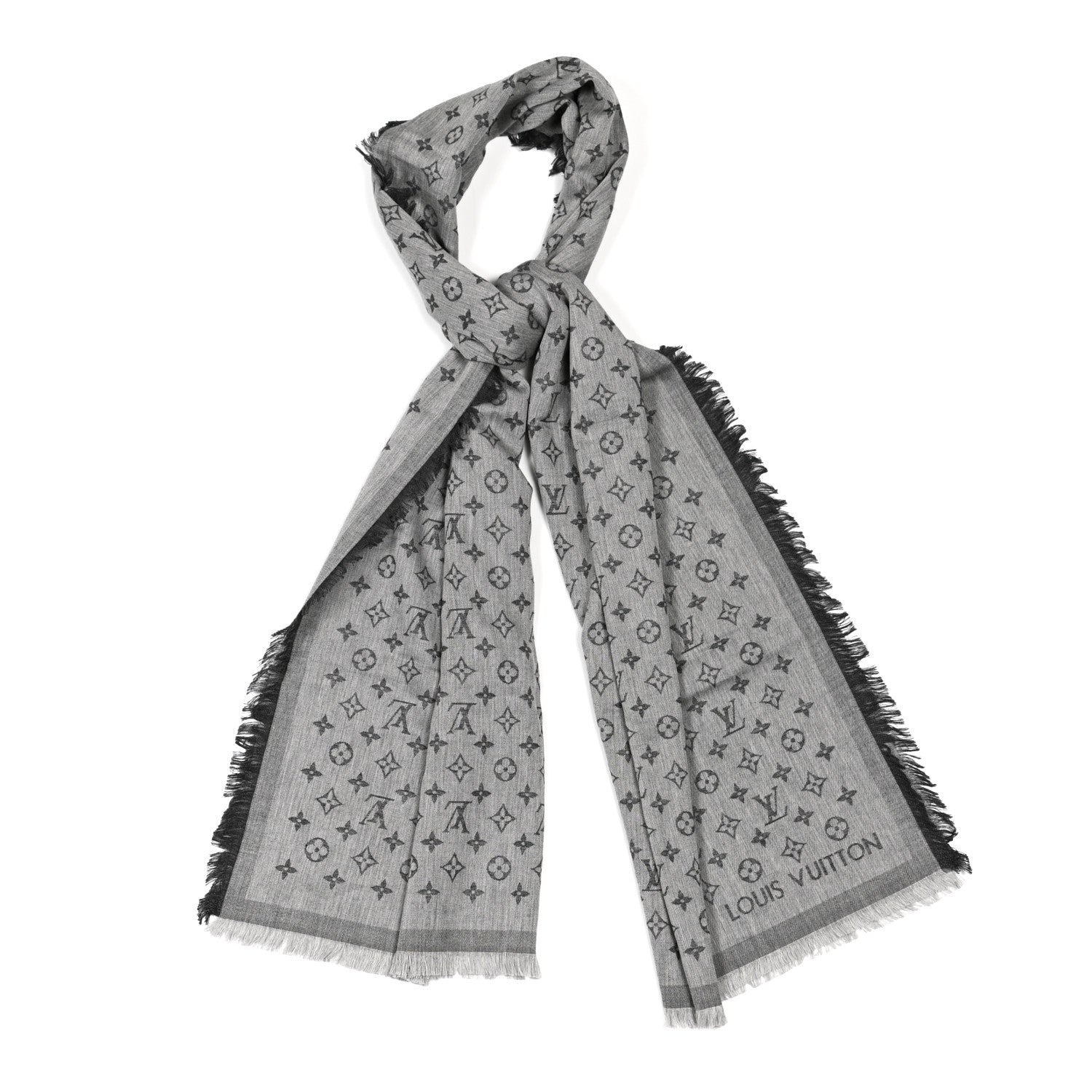 Louis Vuitton Cotton Monogram Essential Stole Gris 1 of 4