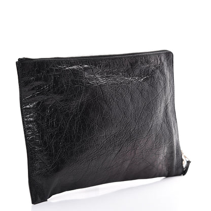 Balenciaga Agneau Giant 12 Silver Hardware Pouch Clutch Black 2 of 6