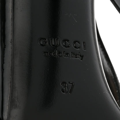 Gucci Vernice Crystal Nappa Charlotte Signoria Slingback Pumps 37 Black 7 of 13