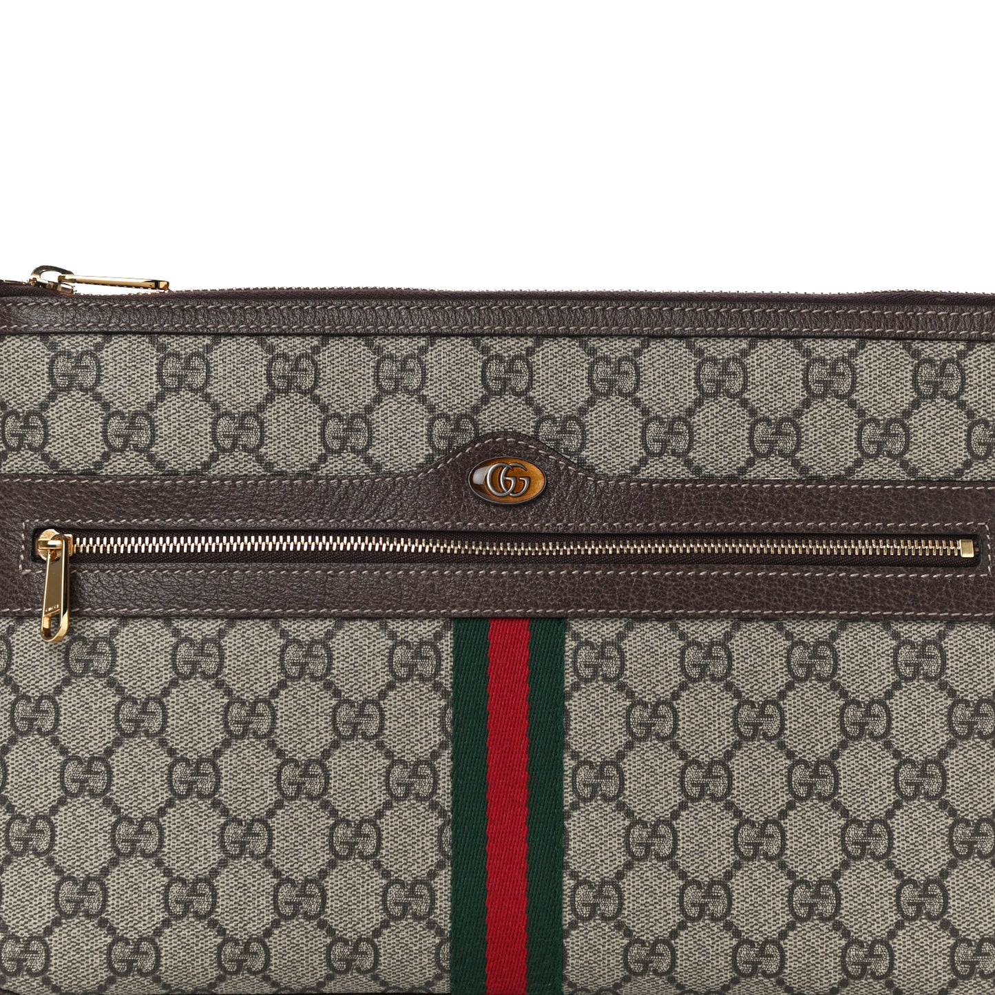 GG Supreme Monogram Large Ophidia Pouch Clutch Brown