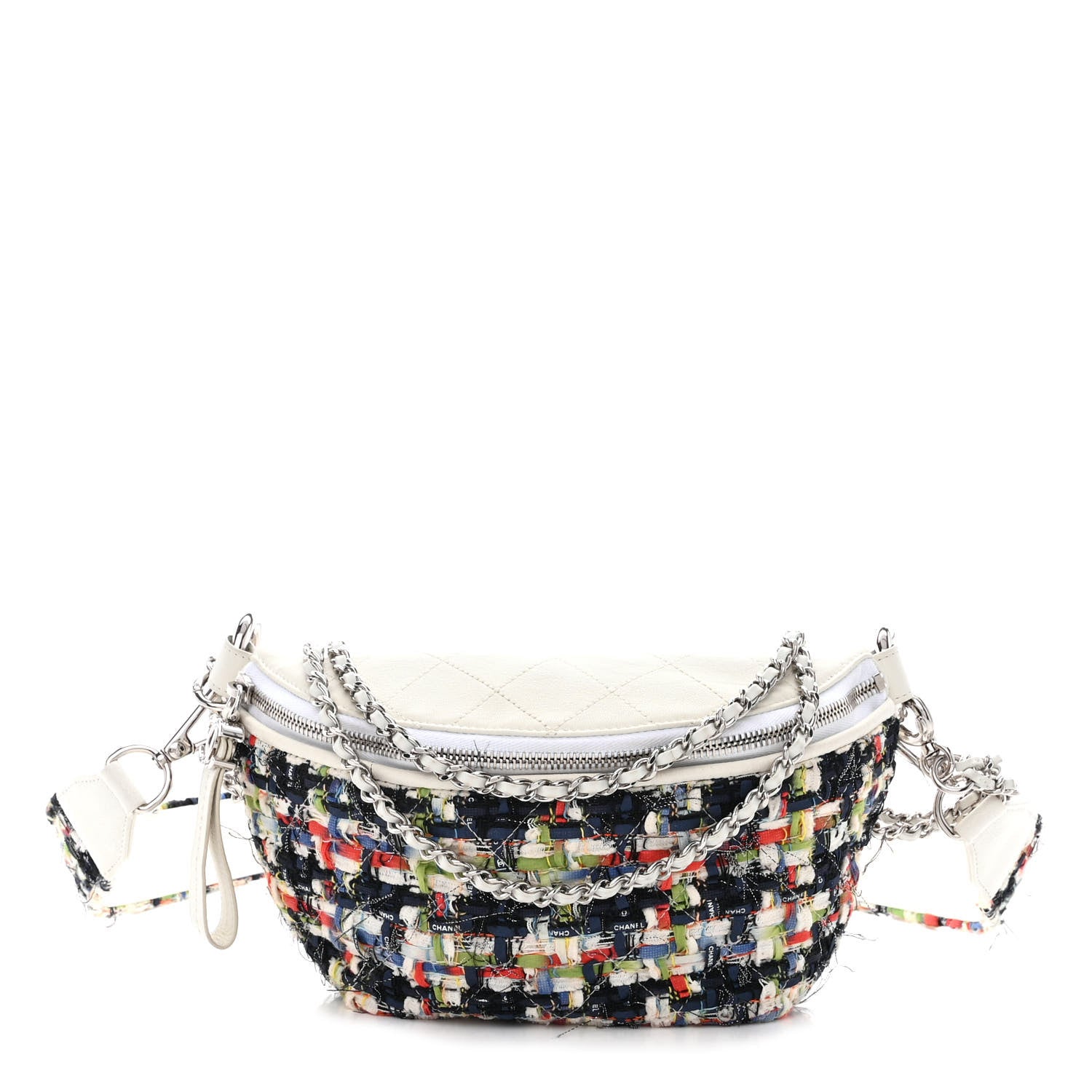 Chanel Lambskin Tweed Waist Bag Ecru Red Blue 1 of 10