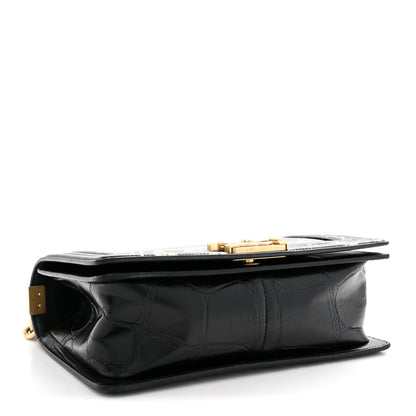 Chanel Calfskin Crocodile Embossed Graffiti Cocodile Medium Boy Flap Black 4 of 11
