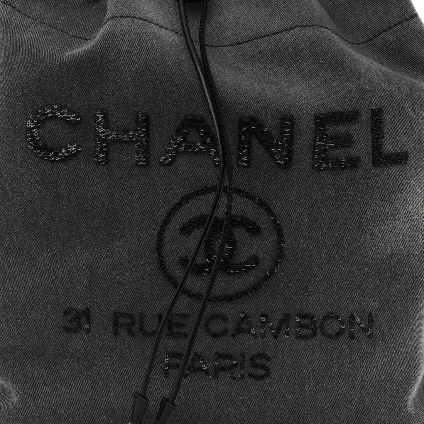 Canvas Sequin Large Deauville Backpack Charcoal
