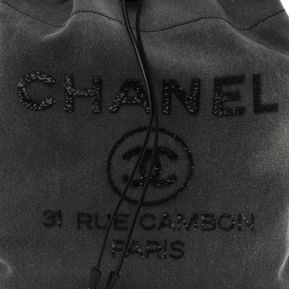 Chanel Canvas Sequin Large Deauville Backpack Charcoal 7 of 9