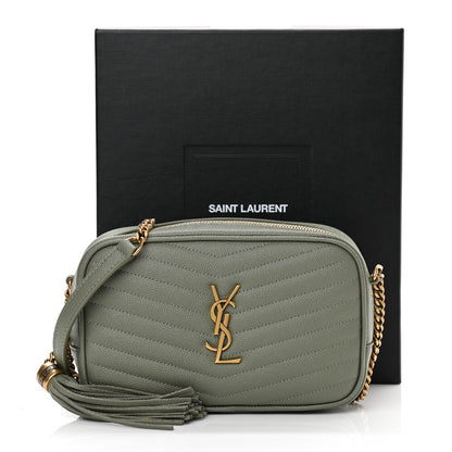 Saint Laurent Grain De Poudre Matelasse Monogram Mini Lou Camera Bag Light Sage 11 of 11