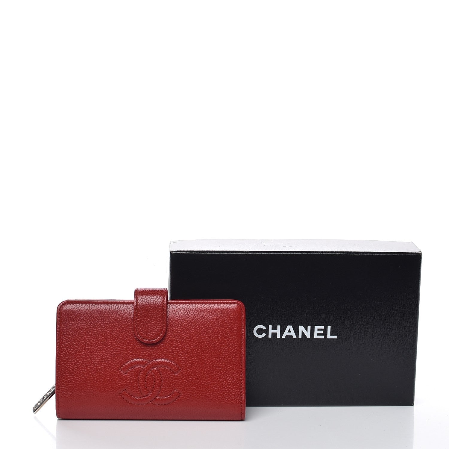 Chanel Caviar Timeless CC Zipped Pocket Wallet Red 15 of 15