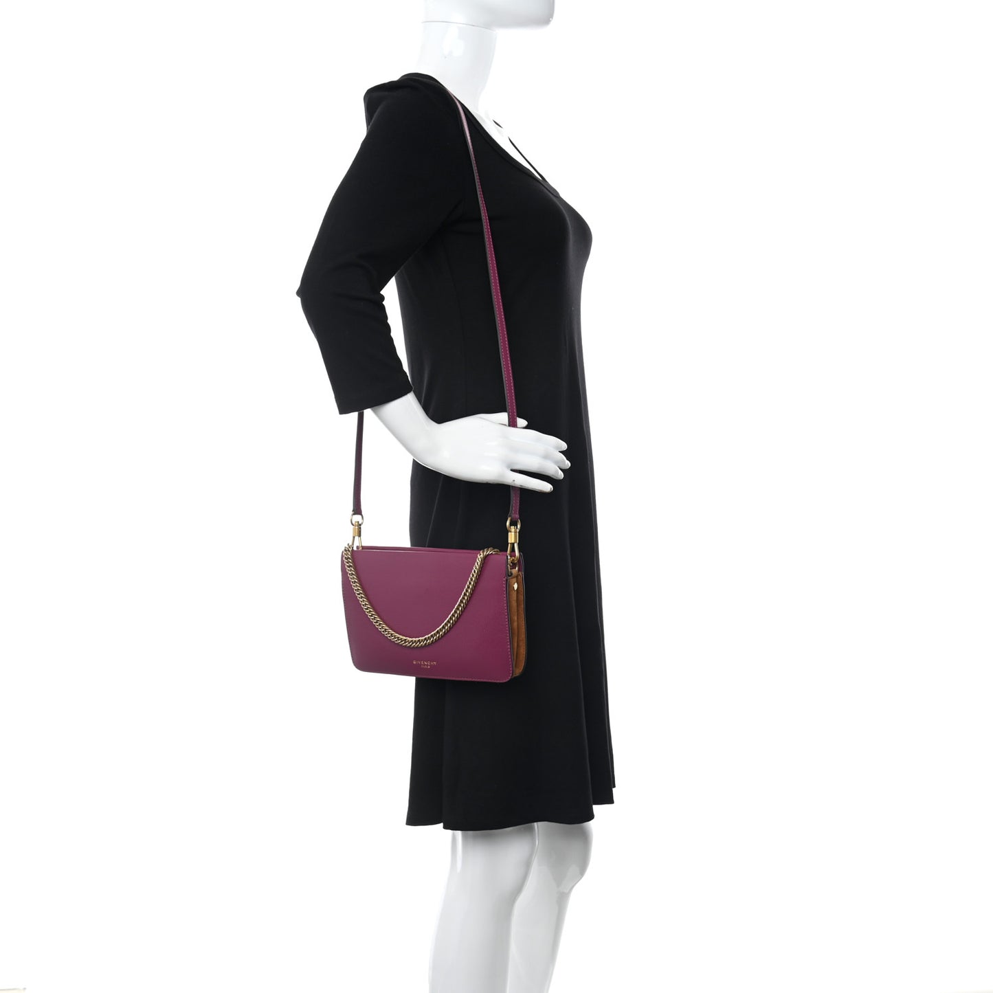 Goatskin Suede Cross 3 Crossbody Bag Fig Pink Cherry