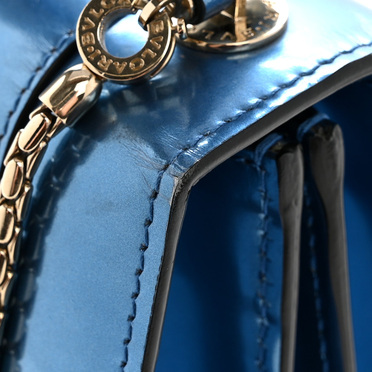 Bulgari Metallic Calfskin Serpenti Forever Top Handle Blue 14 of 15